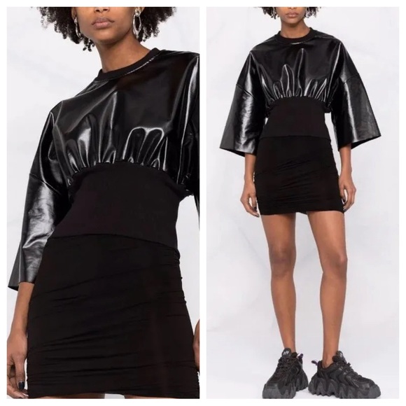 Rick Owens Buds Stretch Cupro Jersey Black Mini Skirt - Picture 2 of 15